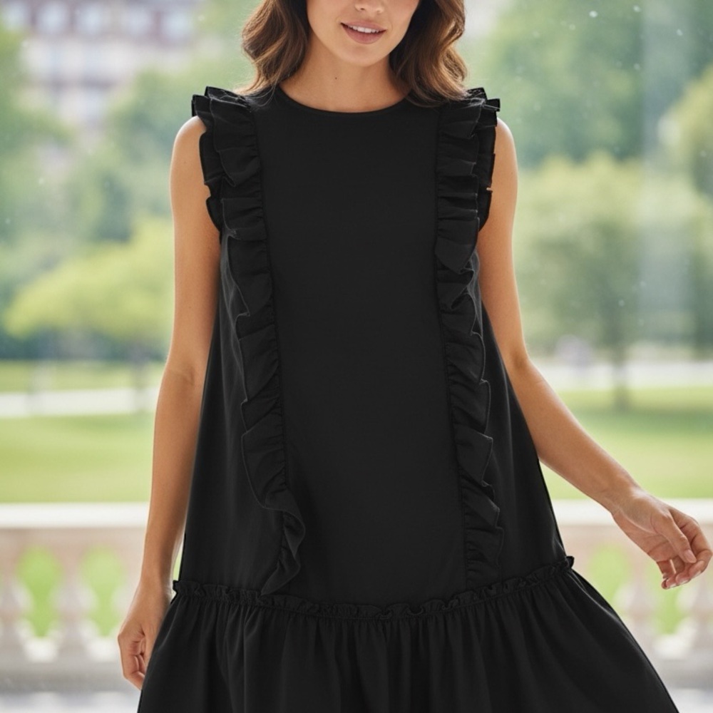 Banana Republic Black Ruffle Mini Dress